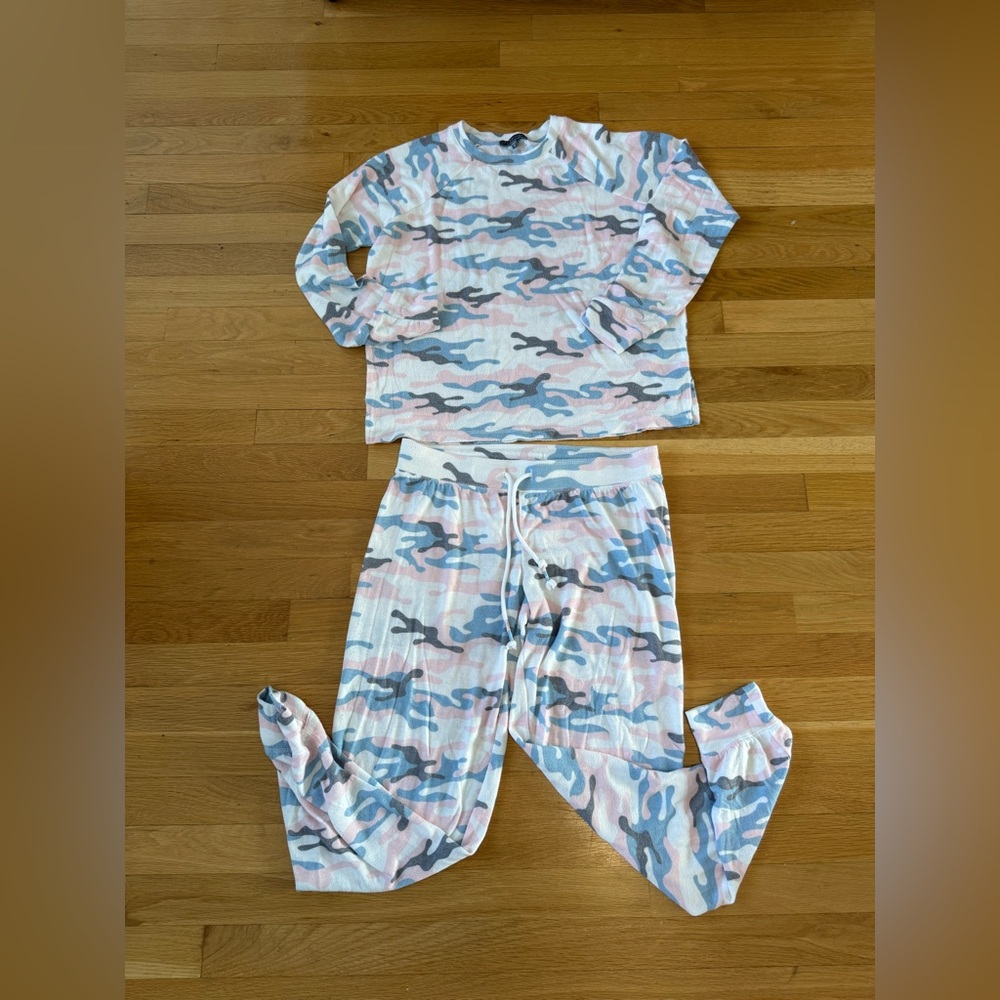 PJ Salvage Blue & Pink Camo Pajama Set Size S Soft Lounge Set - Picture 2 of 10